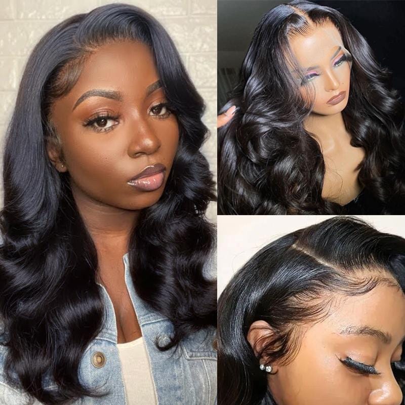 Klaiyi 13x4 HD Invisible Transparent Lace Front Body Wave Human Hair Wigs