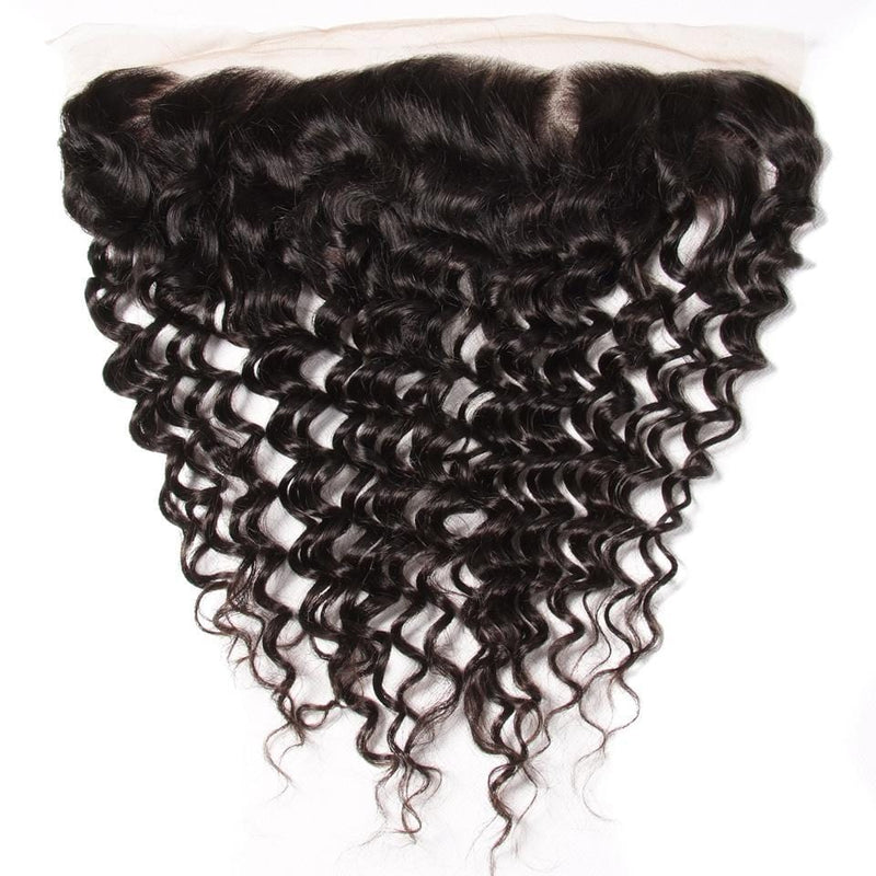 Indian Deep Wave 3 Bundles with 13*4 Ear to Ear Lace Frontal Closure Deals-Klaiyi Hair