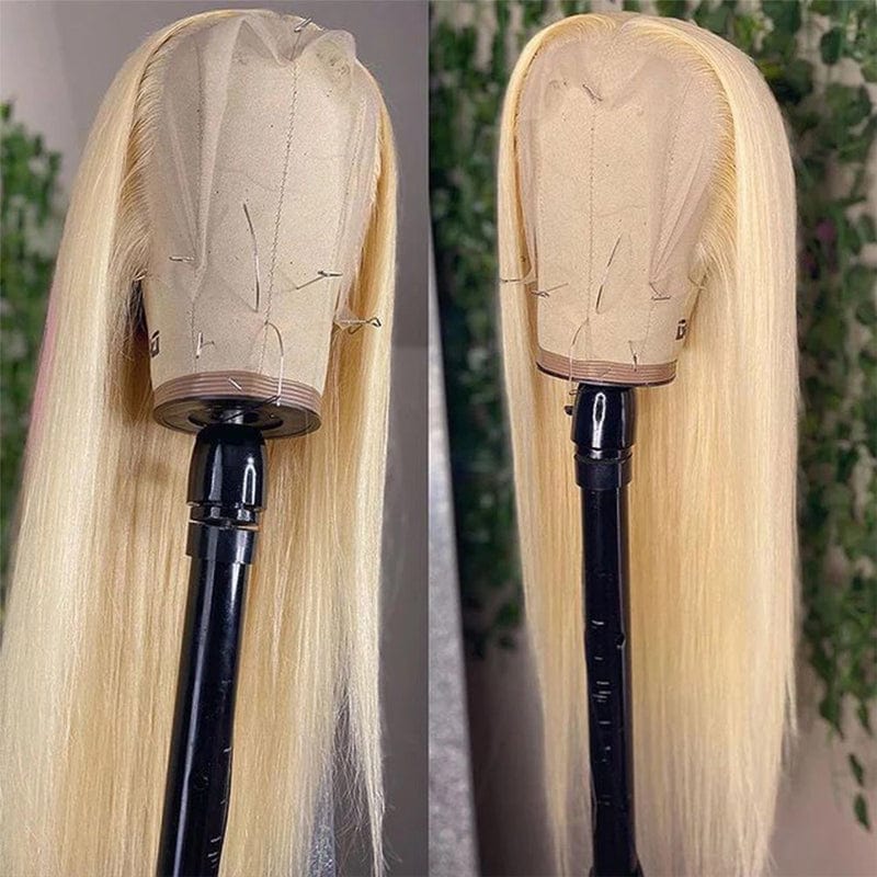 Klaiyi Honey Blonde 613 Color Silk Straight Lace Front Human Hair Wigs Preplucked Baby hair