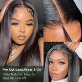 $100 OFF Full $101| Pre Cut Wear & Go  Kinky Straight Or Jerry Curly Reddish Brown Lace Closure Wig with Breathable Cap