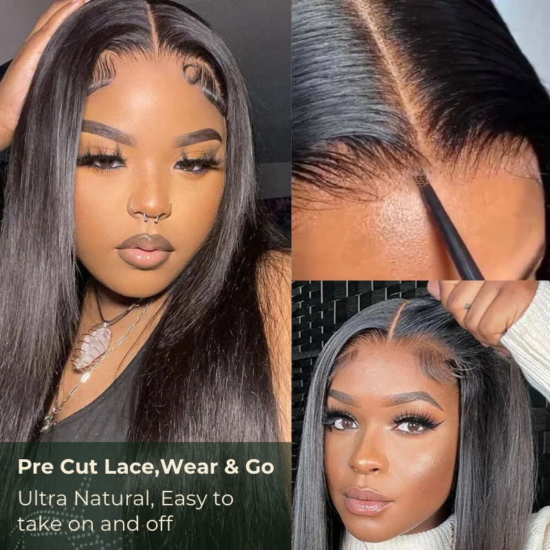 Klaiyi Pre-Cut Lace Wig Put On and Go Wig Brunette Auburn Copper Color Lace Wig