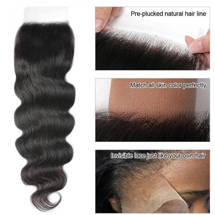 Klaiyi 4x4 / 5x5 HD Lace Tint Swiss Lace Body Wave Swiss Lace Closure