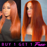 Buy 1 Get 1 Free,Code:BOGO | Klaiyi Layer Inner Buckle Burnt Orange Lace Front Wig 180% Density