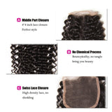 Klaiyi 3 Bundles Indian Jerry Curly Human Hair Bundles With 4*4 Lace Closure