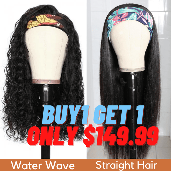 Flash Sale: Buy 1 Get 1 Free Headband Wigs Water Wave And Straight Hair Headband Wig Bulk Sale With Gifts