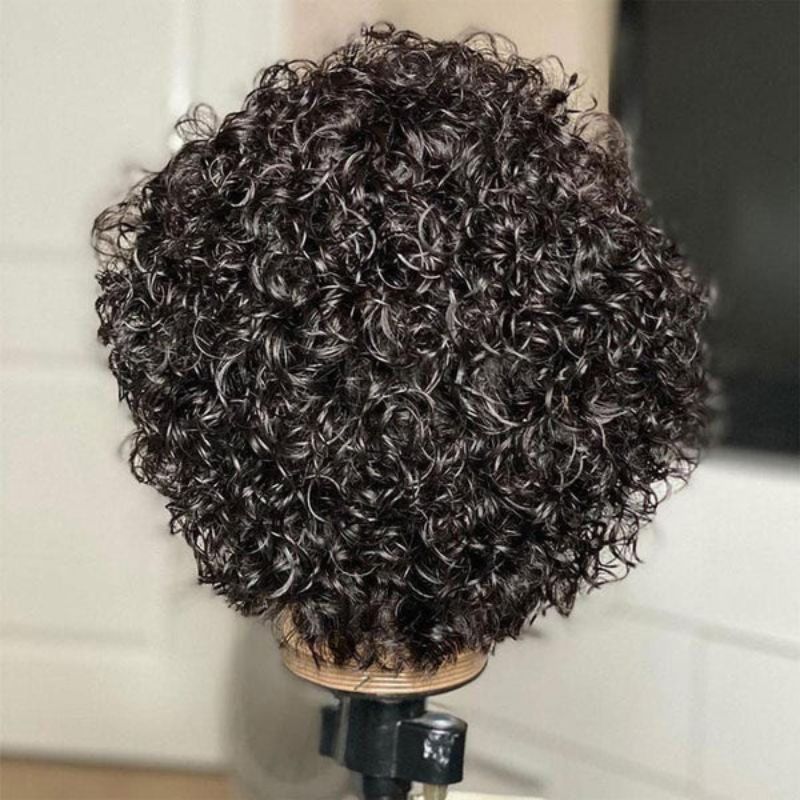 Klaiyi  Short Pixie Cut Lace Front Bob Wigs Human Hair Flash Sale