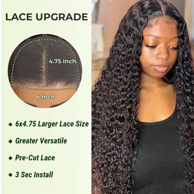 Klaiyi Pre-Cut Lace Wig Wear & Go 13x4 Lace Front Wig Jerry Curly Human Hair Wig