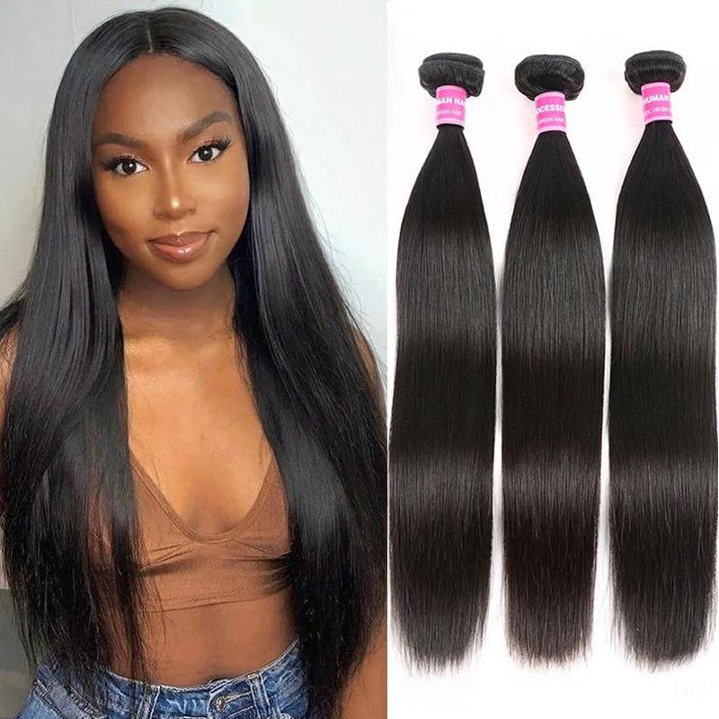 Klaiyi 2 or 3 Bundles Brazilian Straight Virgin Human Hair 100% Unprocessed Virgin Human Hair Extension Flash Sale