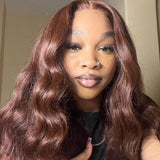 Klaiyi Dark Brown Straight Lace Front Wig Chocolate Brown Bone Straight Human Hair Flash Sale