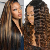 Klaiyi Shadow Root Blonde Highlight Body Wave Human Hair Wigs #FB30 Balayage Color Lace Front Wigs