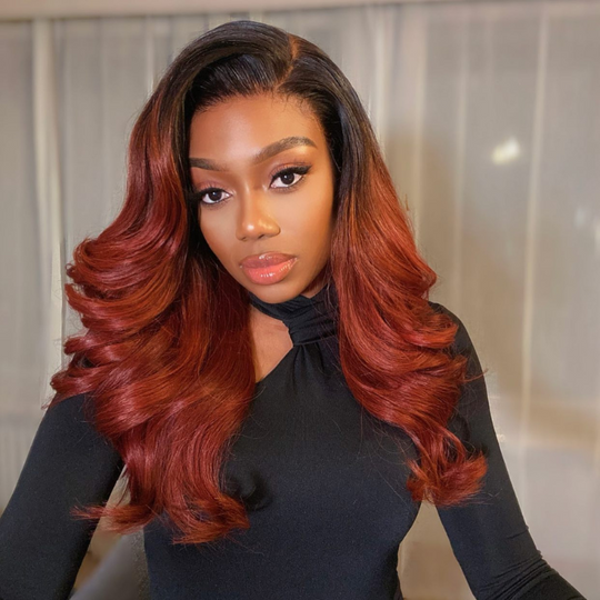 Klaiyi Beginner Friendly Brunette Auburn Brown V Part Body Wave Wig No Leave Out Super Natural Flash Sale