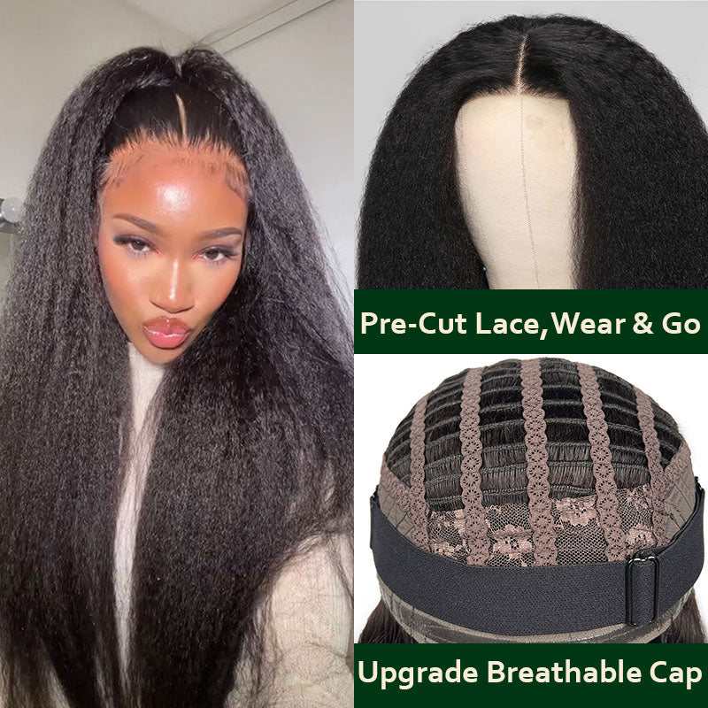 Klaiyi  Wear & Go Pre-Cut Lace Wig Kinky Straight Wig with Breathable Cap Beginner Wig Flash Sale