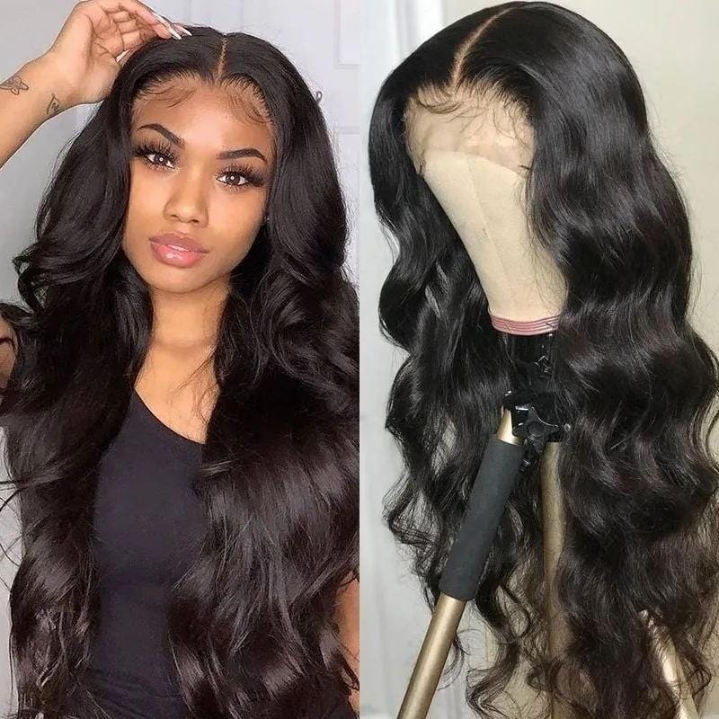 Klaiyi Brazilian Body Wave 13x4 HD Lace Front Wig Glueless Virgin Human Hair Wigs 180% Density