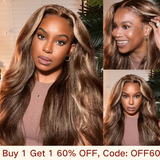Buy 1 Get 1 60% OFF,Code:OFF60 | Klaiyi Honey Blonde Highlight Kinky Straight/Kinky Curly Lace Frontal Wig with Baby Hair