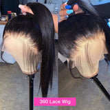 Klaiyi Bone Straight 360 Lace Frontal Wig Pre Plucked Virgin Human Hair 180% Density