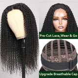 Klaiyi Pre-Cut Lace Wig Wear & Go Kinky Curly Lace Wig with Breathable Cap Easy to Install