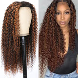 Klaiyi Highlight Balayage Color Curly V Part Wigs Meets Real Scalp Beginner Friendly Trendy Wig