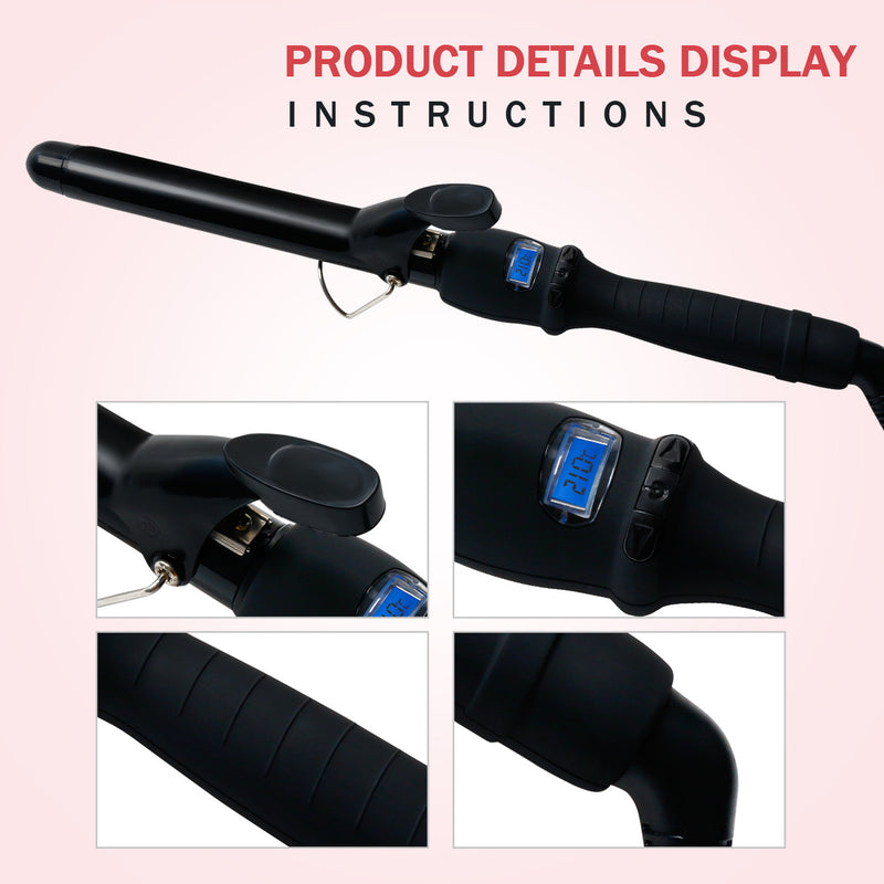 1500 Points | Professional Series Curling Iron 1.25 inch Dual Voltage for Traveling, Hair Waving Style Tool
