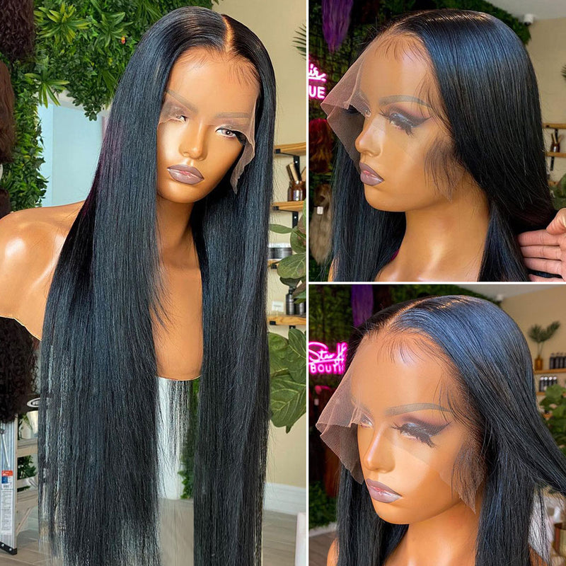 Klaiyi 250% Density Bone Straight 13x4 HD Lace Front Wig Glueless Human Hair Flash Sale