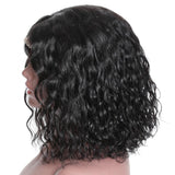 Klaiyi 200% Density Short Water Wave Bob Curly Wig 13*4 Lace Front  Wigs Flash Sale