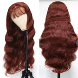 Buy 1 Get 1 60% OFF,Code:OFF60 | Klaiyi Reddish Brown/Blonde Highlight 13x4 Lace Frontal Wig Human Hair With Bangs