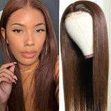 Flash Sale For Trendiest Chocolate Brown 4# Colored 4x4 Lace Part Human Hair Wigs Low to $109