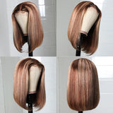 Sencond Wig Only $10 |  Klaiyi Ombre Blonde Highlight 180% Straight Bob 4x1 Lace Part Wig Flash Sale