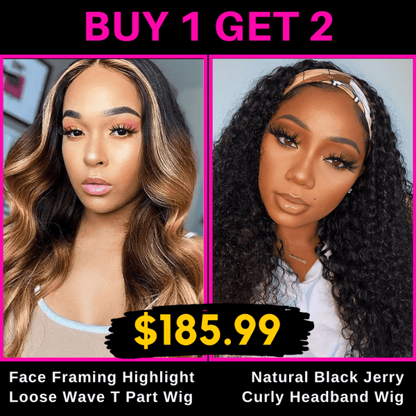 BOGO FREE| BULK SLAE: Highlight Loose Wave T Part Wig & Curly Headband Wig Flash Sale