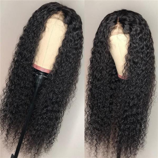 Klaiyi Curly Hair Lace Part Wigs 100% Virgin Hair Realistic Human Hair Wigs 150% Density