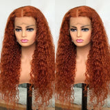 Klaiyi Orange Ginger Colored Wigs Jerry Curly Precolored Lace Part Human Hair Wigs Ginger Wig Flash Sale