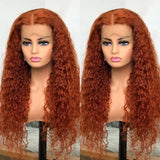 All Wigs Under $100| Klaiyi Orange Ginger Colored Wigs Jerry Curly Precolored Lace Part Human Hair Wigs Ginger Wig Flash Sale
