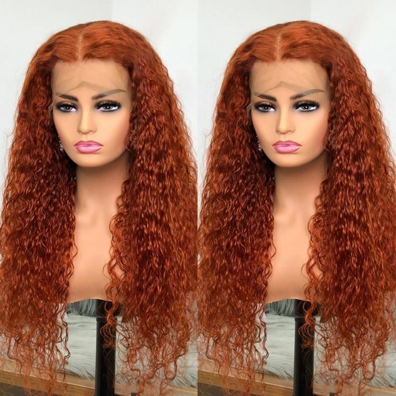 Klaiyi Orange Ginger Colored Wigs Jerry Curly Precolored Lace Part Human Hair Wigs Ginger Wig Flash Sale