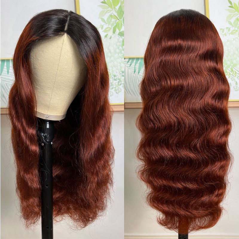 Klaiyi Beginner Friendly Brunette Auburn Brown V Part Body Wave Wig No Leave Out Super Natural Flash Sale