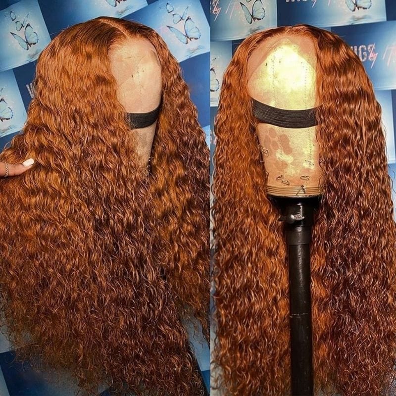 Klaiyi Special Offer Water Wave Ginger Orange Color Lace Wig Flash Sale