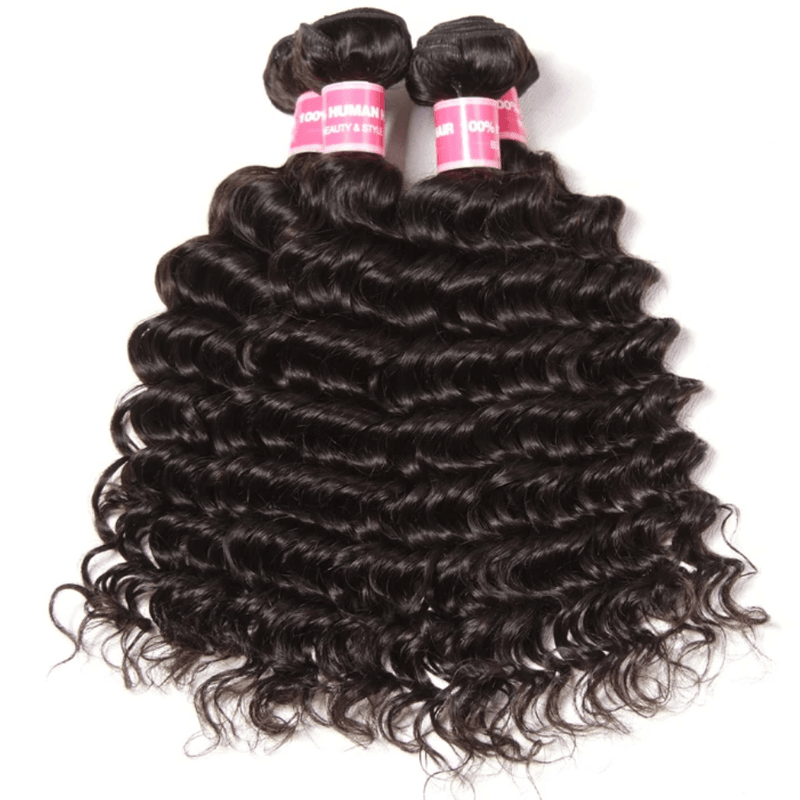 Klaiyi Deep Wave Human Hair Weave 3Pcs/Pack Virgin Hair Extensions For Ponytail