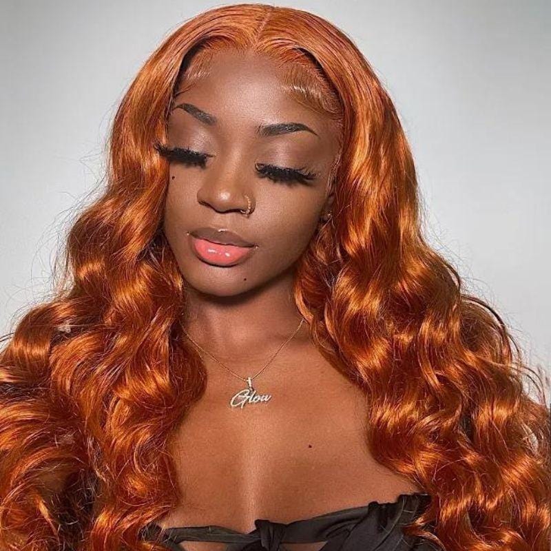 Klaiyi Cinnamon Orange Ginger Colored Body Wave Lace Front Wig Human Hair Beauty Must Haves