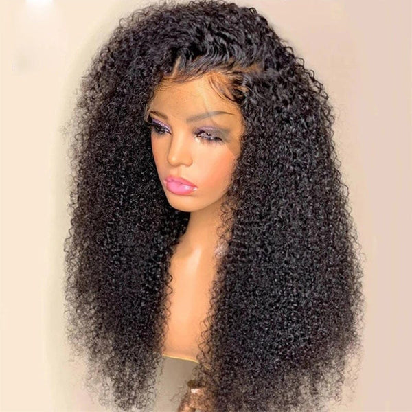 Klaiyi Kinky Curly 13x4 Lace Front Wig Virgin Human Hair Pre Plucked For Women