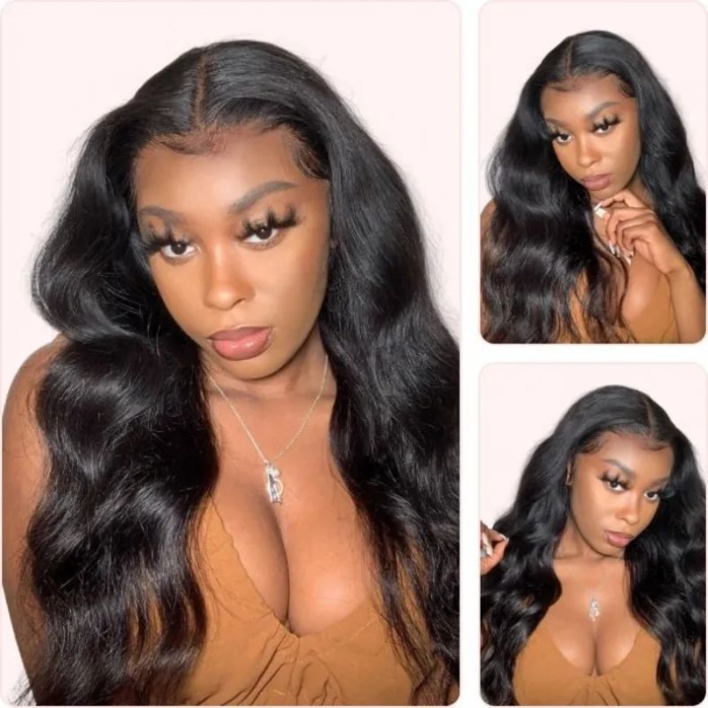 Klaiyi 200% Density 5x5 HD Lace Closure Glueless Wig Body Wave Virgin Human Hair