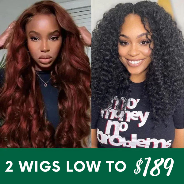 Klaiyi Reddish Brown Lace Front Wig + Curly U Part Wig Low to $189 Flash Sale