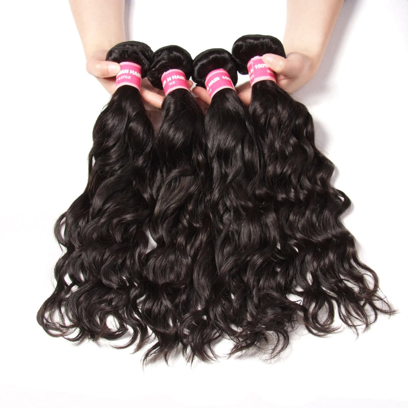 Klaiyi Brazilian Virgin Hair Natural Wave 4 Bundles Human Hair Weaves