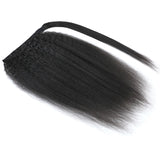 Klaiyi Kinky Straight Ponytail Clip in Hair Extensions Wrap Around Ponytail Braids Natural Black Color