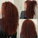 Buy 1 Get 1 60% OFF,Code:OFF60 | Klaiyi Reddish Brown Hair Body Wave Or Jerry Curly  Wigs 13x4 Lace Front Wig