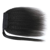 Klaiyi Kinky Straight Ponytail Clip in Hair Extensions Wrap Around Ponytail Braids Natural Black Color