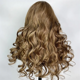 Klaiyi Butterscotch Blonde Highlight 13x4 Lace Frontal Loose Body Wave Virgin Human Hair