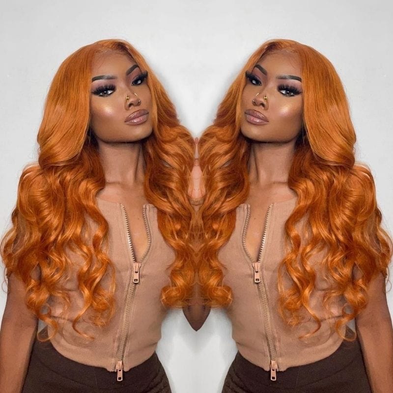 Klaiyi Cinnamon Orange Ginger Colored Body Wave Lace Front Wig Human Hair Beauty Must Haves