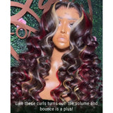 Extra 50% Off Code HALF50 | Klaiyi Blonde And Red Body Wave Wigs  13x4 Lace Front Multi Color Highlights