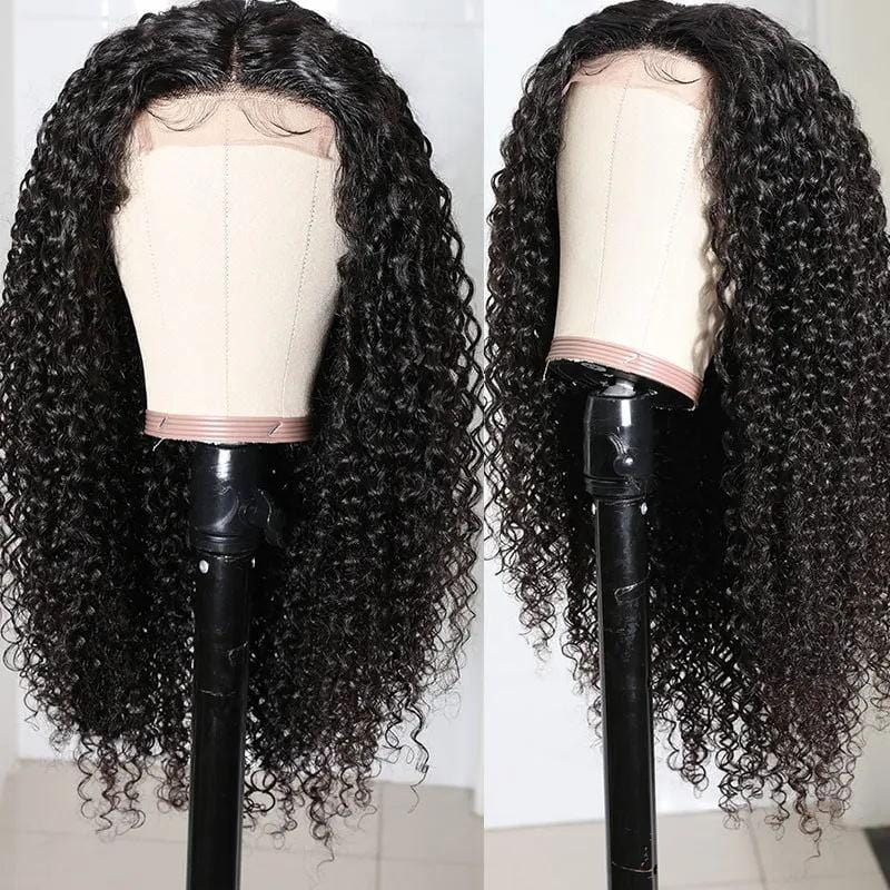 Klaiyi 5x5 HD Lace Closure Wigs Pre Plucked Jerry Curly Invisible Lace Closure Human Hair Wigs 180% Density