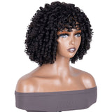 Klaiyi Bouncy Curls Short Human Hair Wigs With Bangs Glueless Pix Cut Wigs Flash Sale