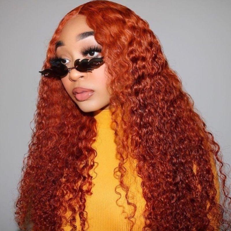 All Wigs Under $100| Klaiyi Orange Ginger Colored Wigs Jerry Curly Precolored Lace Part Human Hair Wigs Ginger Wig Flash Sale