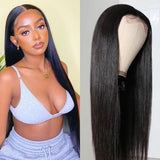 Klaiyi Straight Hair 4x1 Hand Tied Lace Part Wig 100% Virgin Human Hair Pre-plucked Natural Hairline